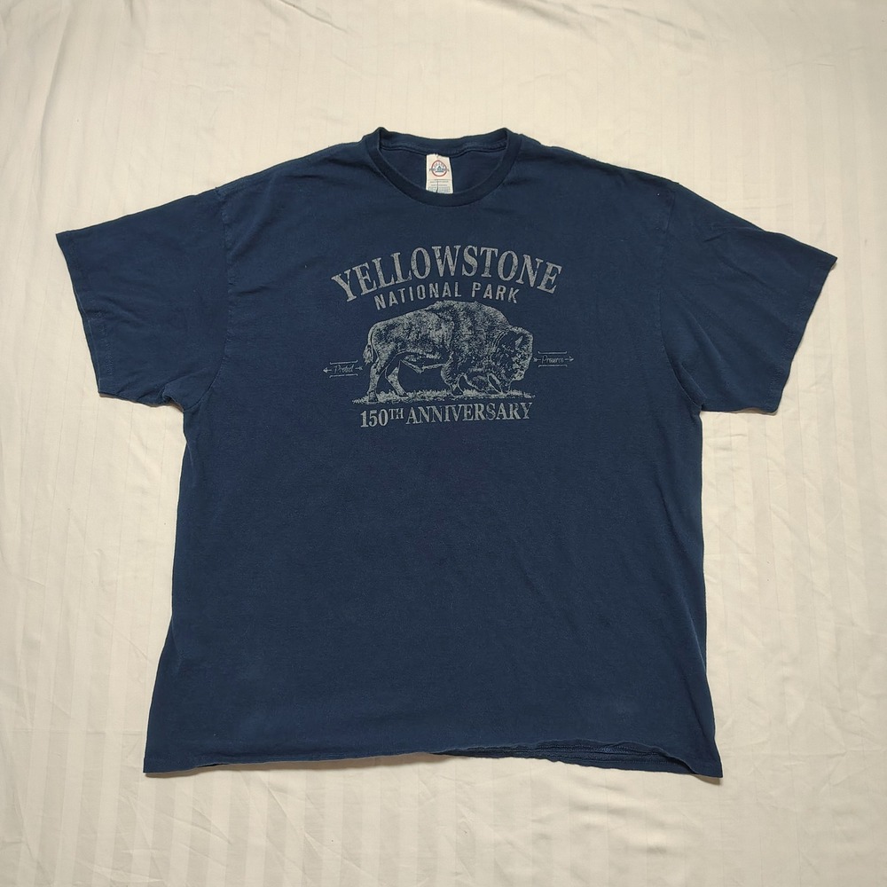 Yellowstone National Park Shirt Mens XXL Navy Cotton Bison Delta Pro Weight Tee